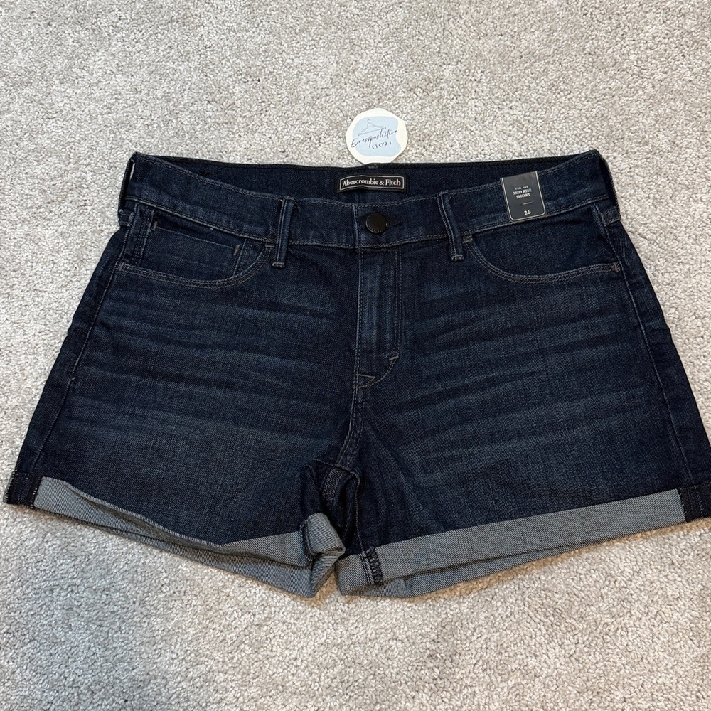 Mid Rise Short Hausse Moyenne NWT Abercrombie & Fitch Dark Tone Jean Short